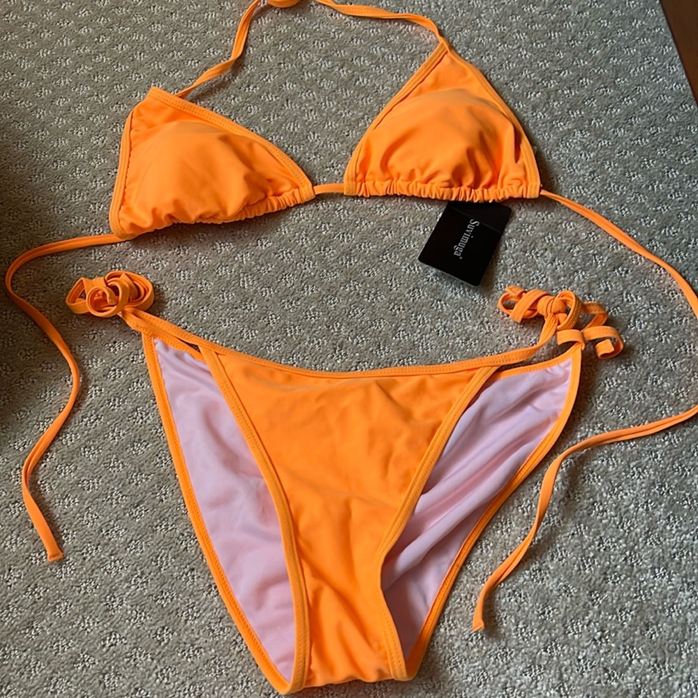 Neon orange bikini size large with tags